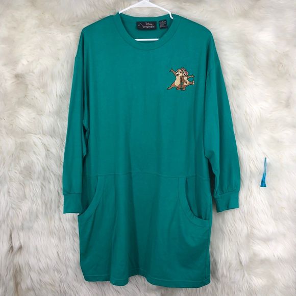 Vintage Disney Originals w/Chip & Dale Logo embroidered Dress, Shoulder Pads M - Picture 1 of 5